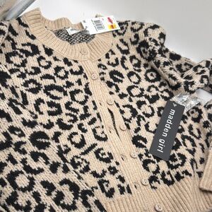 Madden Girl Animal Print Cardigan - Black and Tan